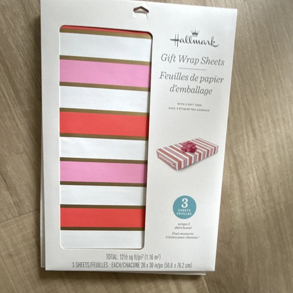 Wrapping Paper Sheets Lot Of 6 20x30 in, Floral & Stripes, Birthday Hallmark